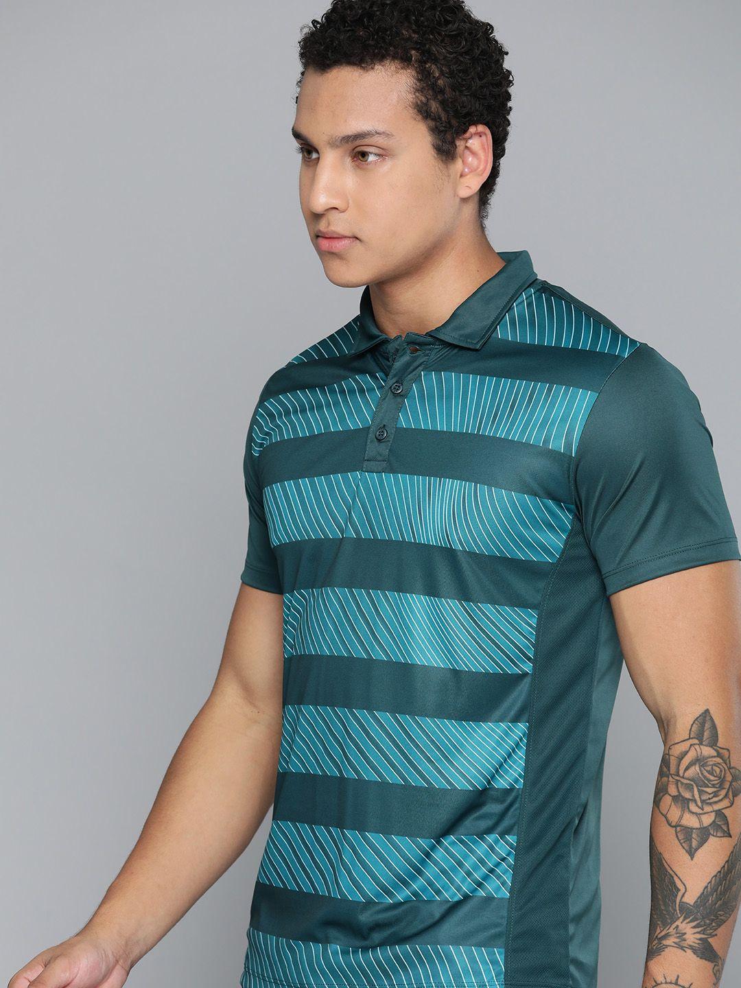 hrx by hrithik roshan striped polo collar racket sport rapid-dry t-shirt