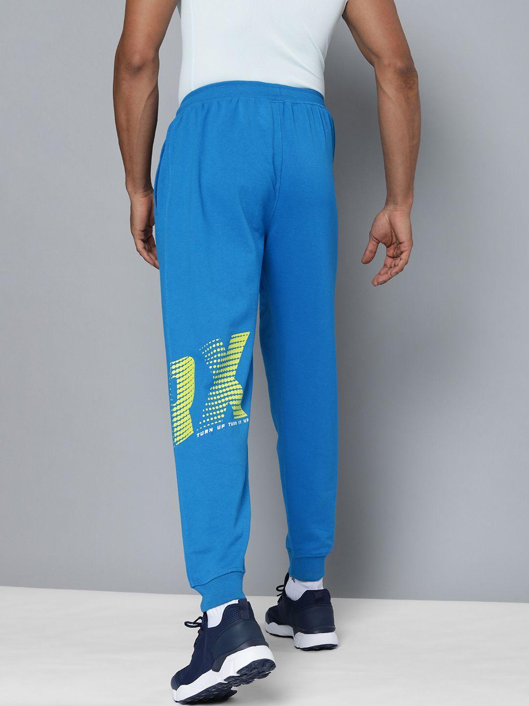 hrx by hrithik roshan training men blue beast bio-wash brand carrier joggers