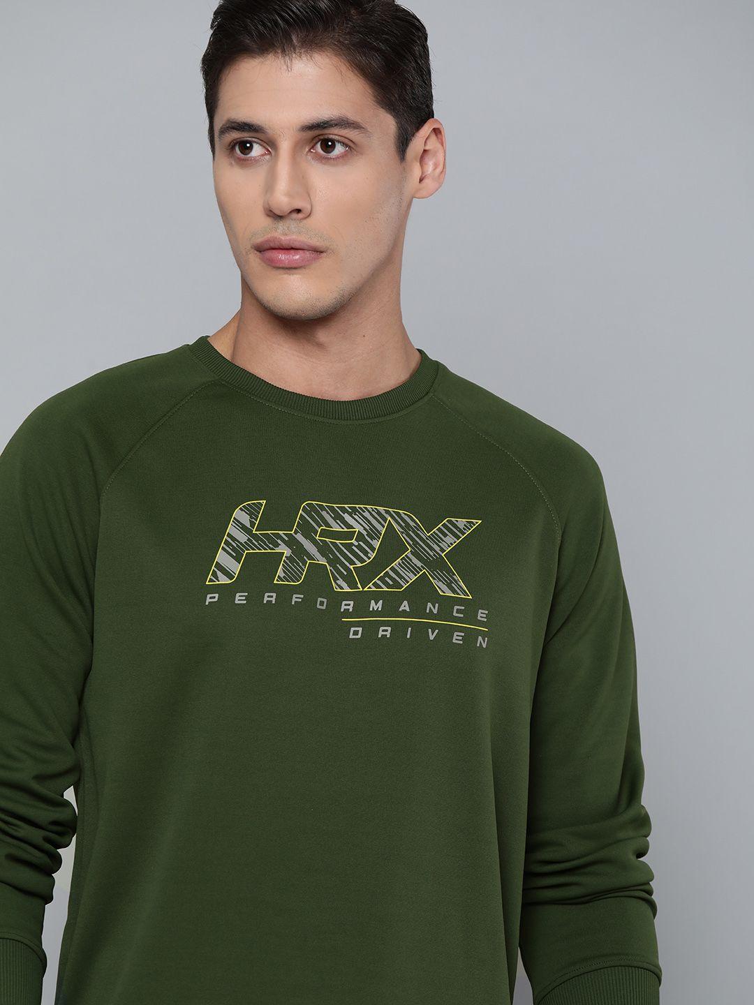 hrx by hrithik roshan training men kombu green rapid-dry sweatshirt