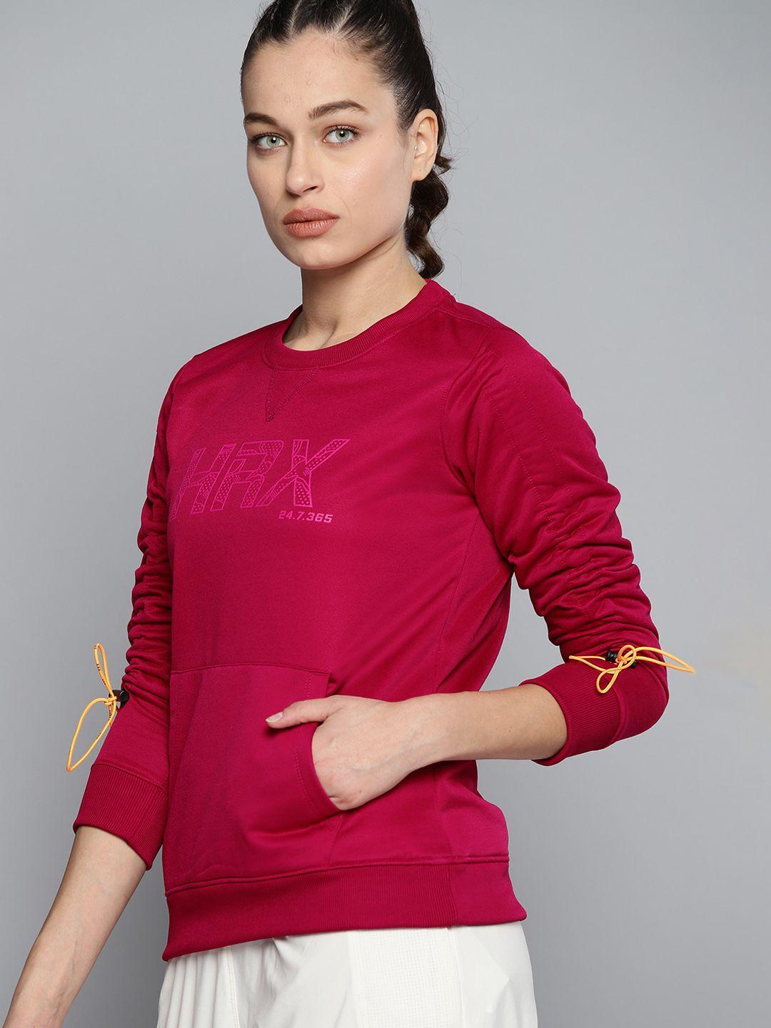 hrx by hrithik roshan training women electric magenta rapid-dry printed sweatshirt