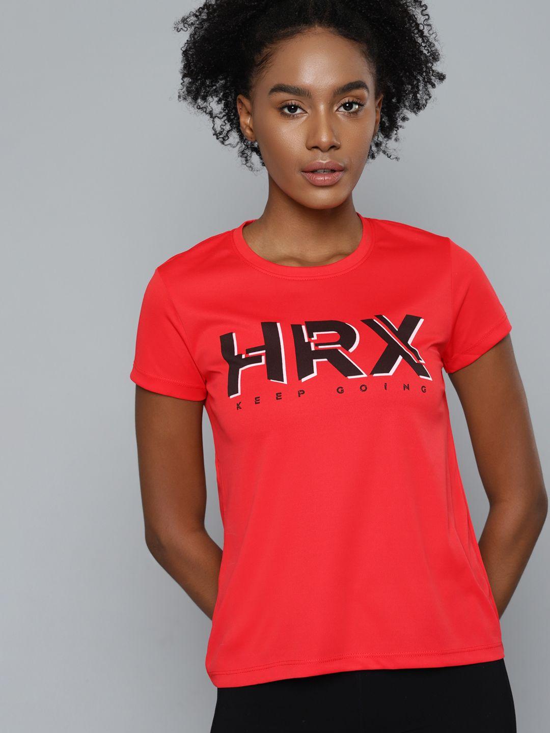 hrx by hrithik roshan training women formula red rapid-dry brand carrier tshirt