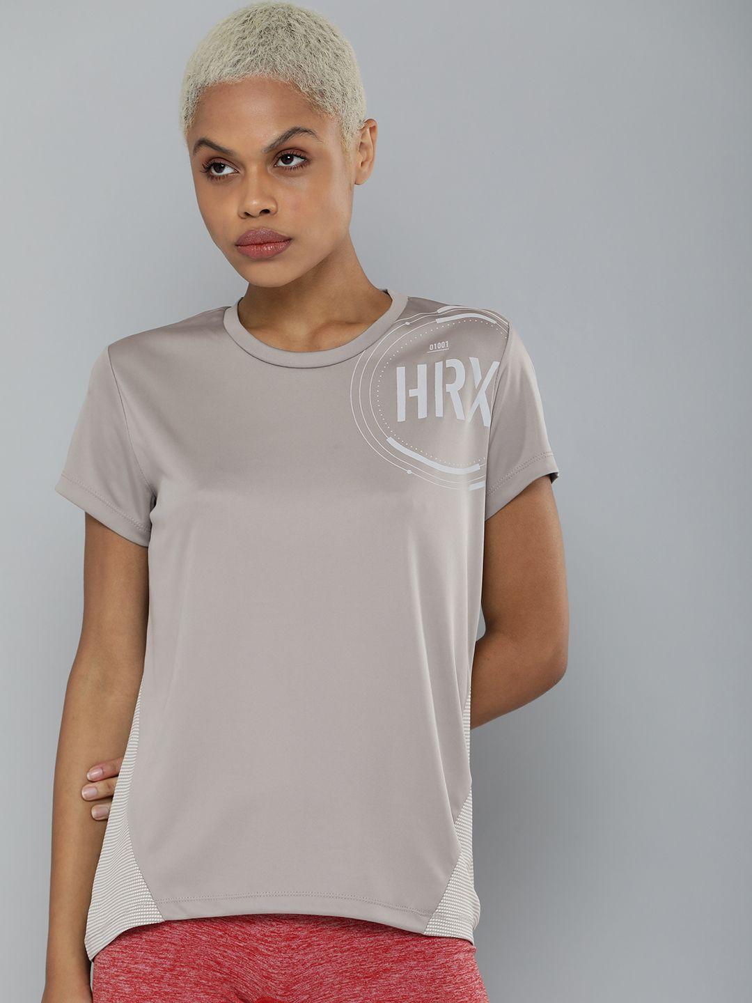 hrx by hrithik roshan training women graphite rapid-dry brand carrier tshirts