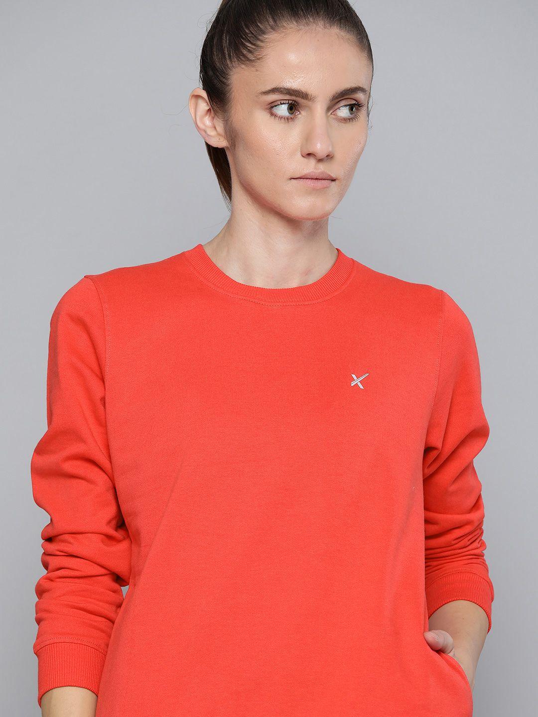 hrx by hrithik roshan training women hot coral rapid-dry solid sweatshirts