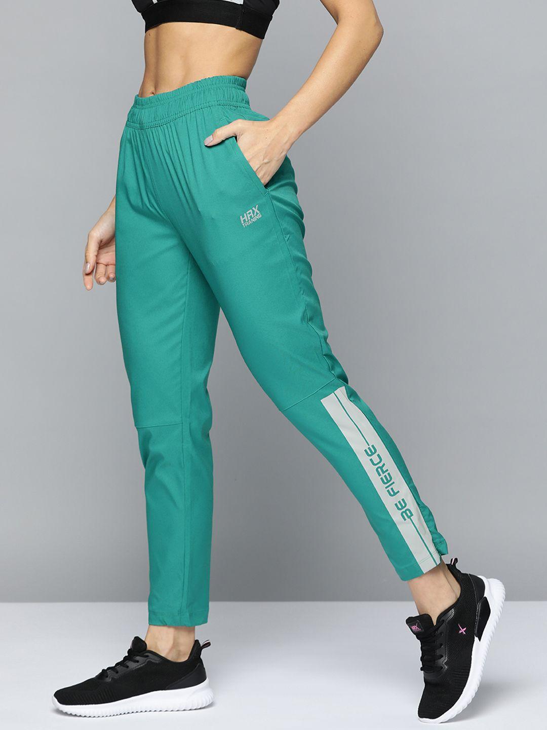 hrx by hrithik roshan training women verdigris rapid-dry colourblock track pants