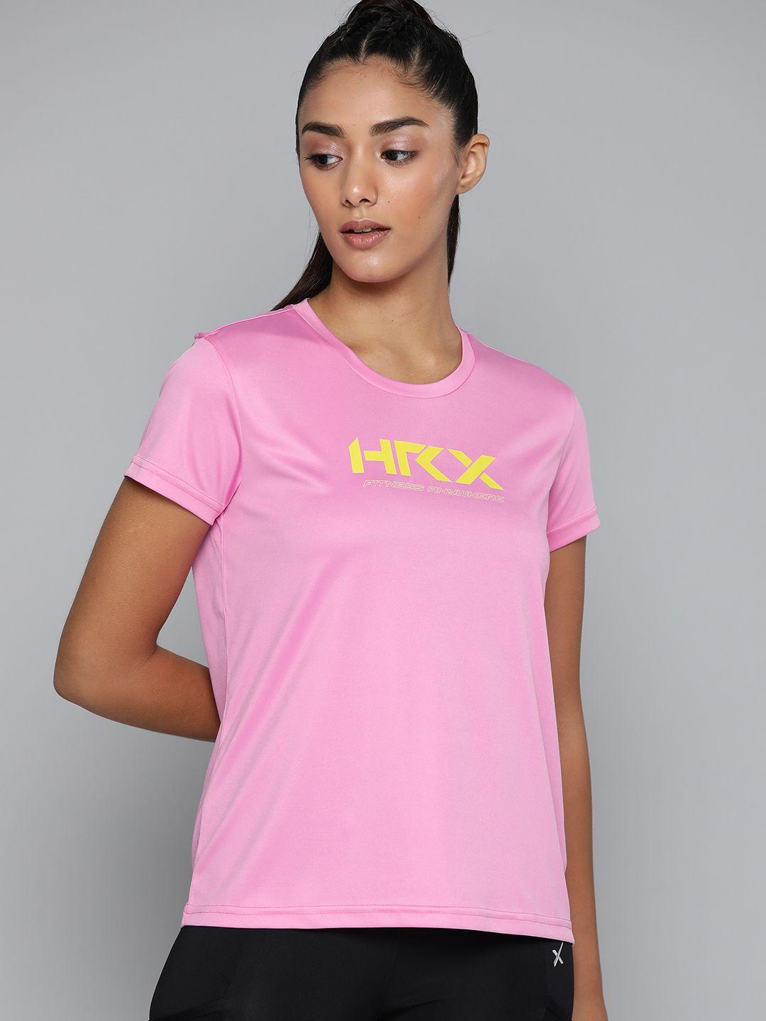 hrx by hrithik roshan training women wild rose rapid-dry brand carrier tshirts