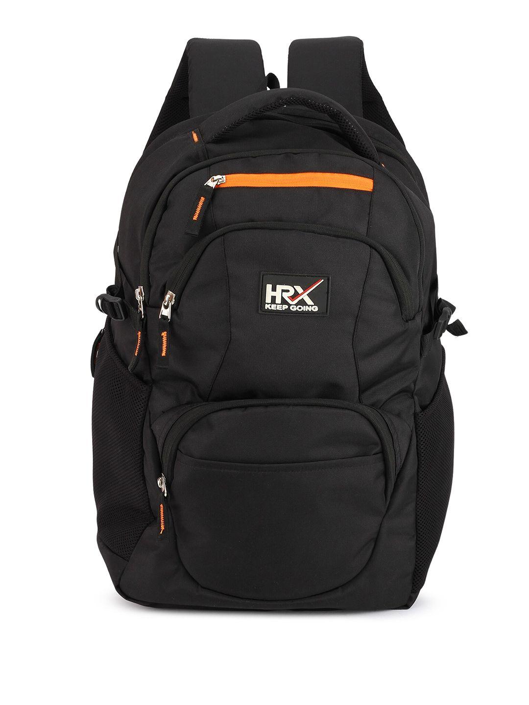 hrx by hrithik roshan unisex black & black backpack