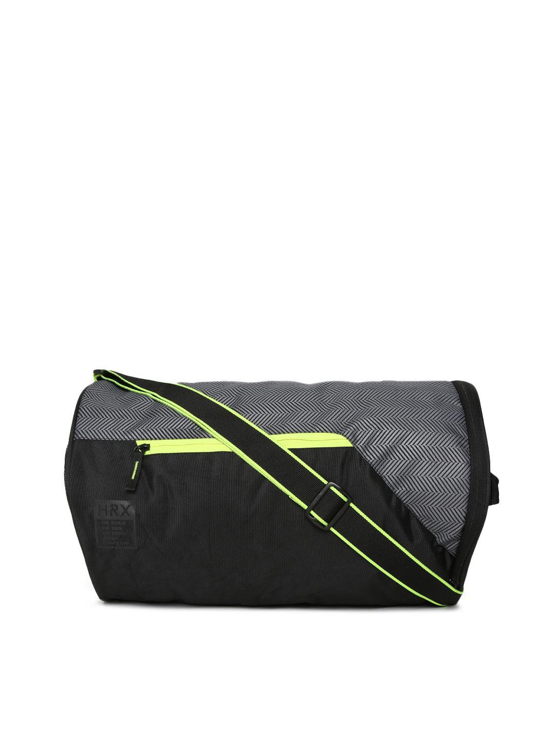 hrx by hrithik roshan unisex black & grey colourblocked training duffel bag