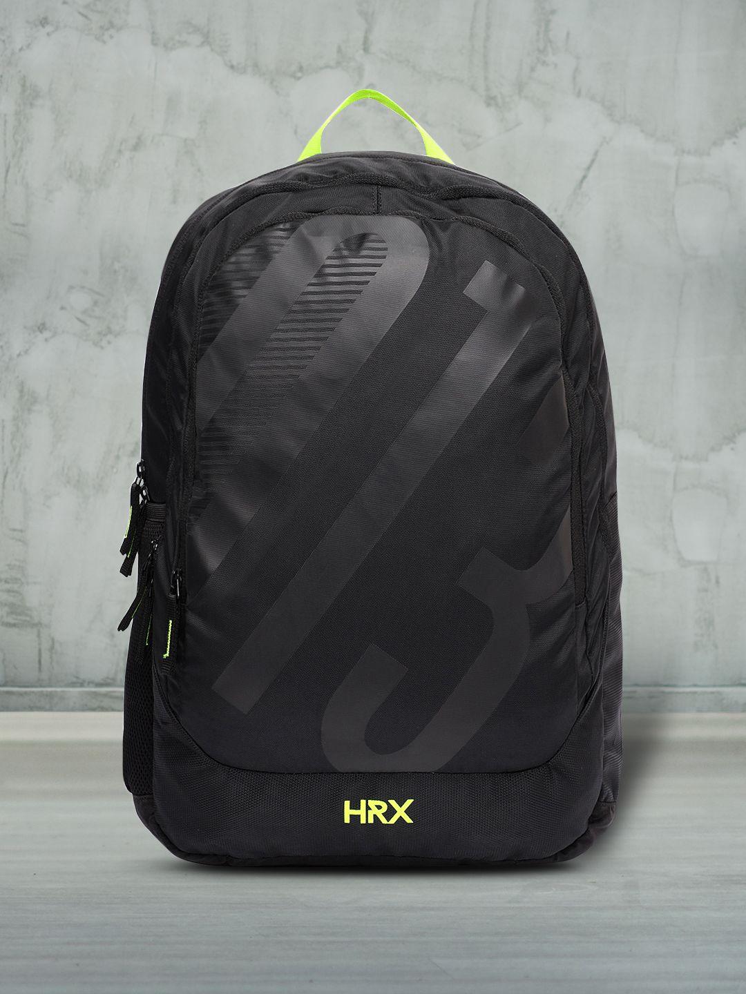 hrx by hrithik roshan unisex black printed multiutility laptop backpack