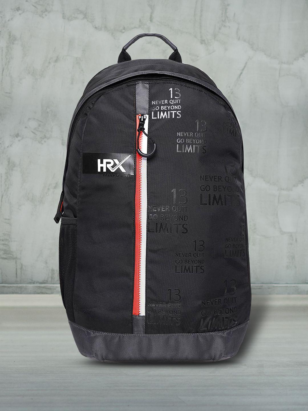 hrx by hrithik roshan unisex black printed multiutility laptop backpack