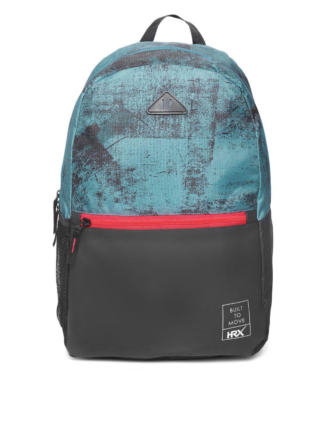 hrx by hrithik roshan unisex blue & black graphic print backpack