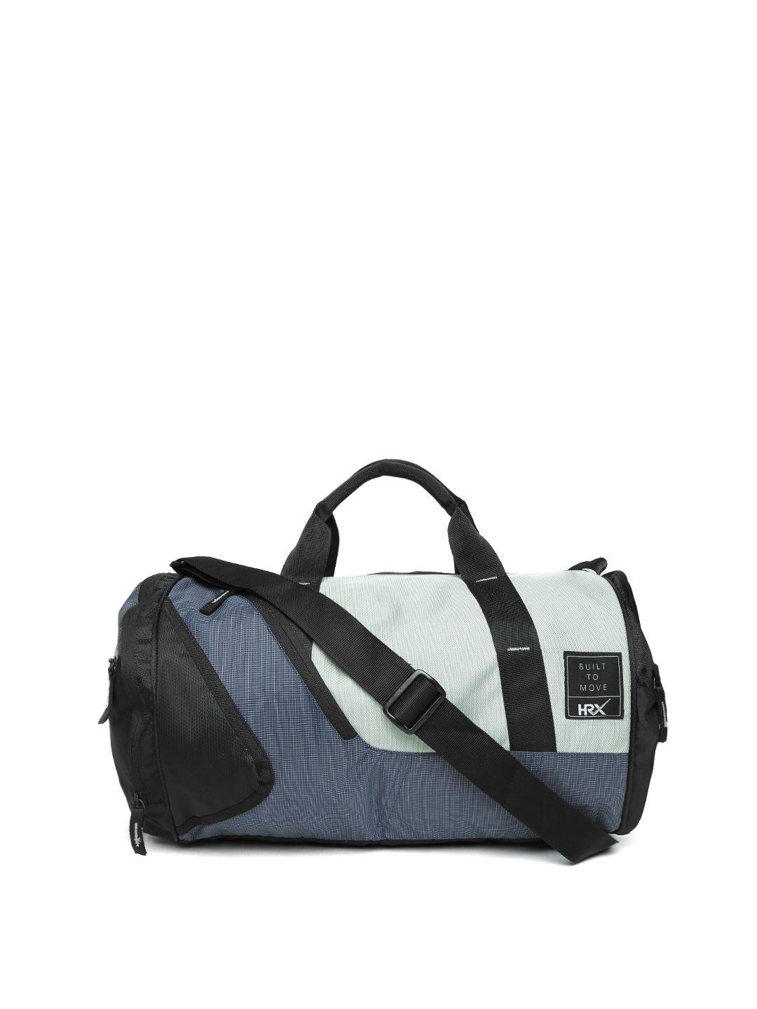hrx by hrithik roshan unisex grey & navy blue colourblocked training duffel bag