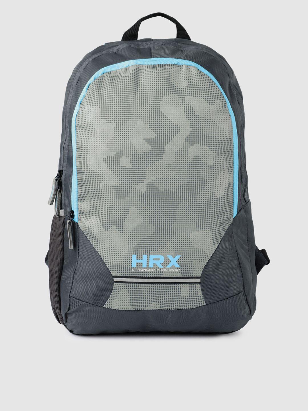 hrx by hrithik roshan unisex grey graphic eco4 backpack