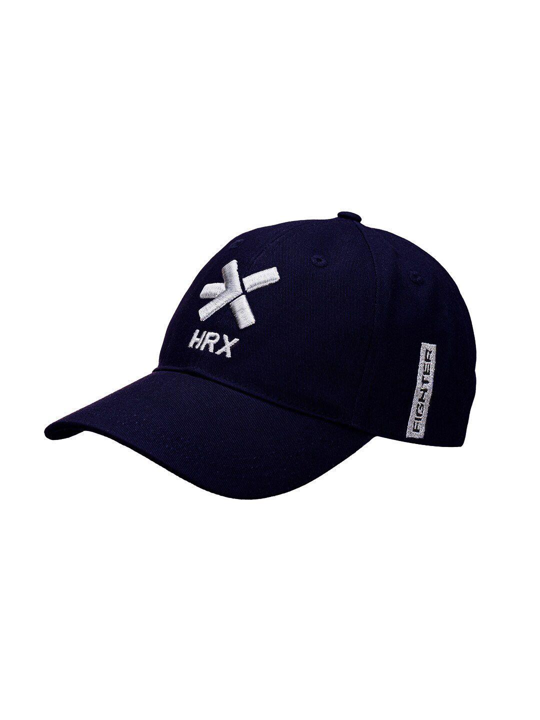 hrx by hrithik roshan unisex navy blue & white embroidered baseball cap