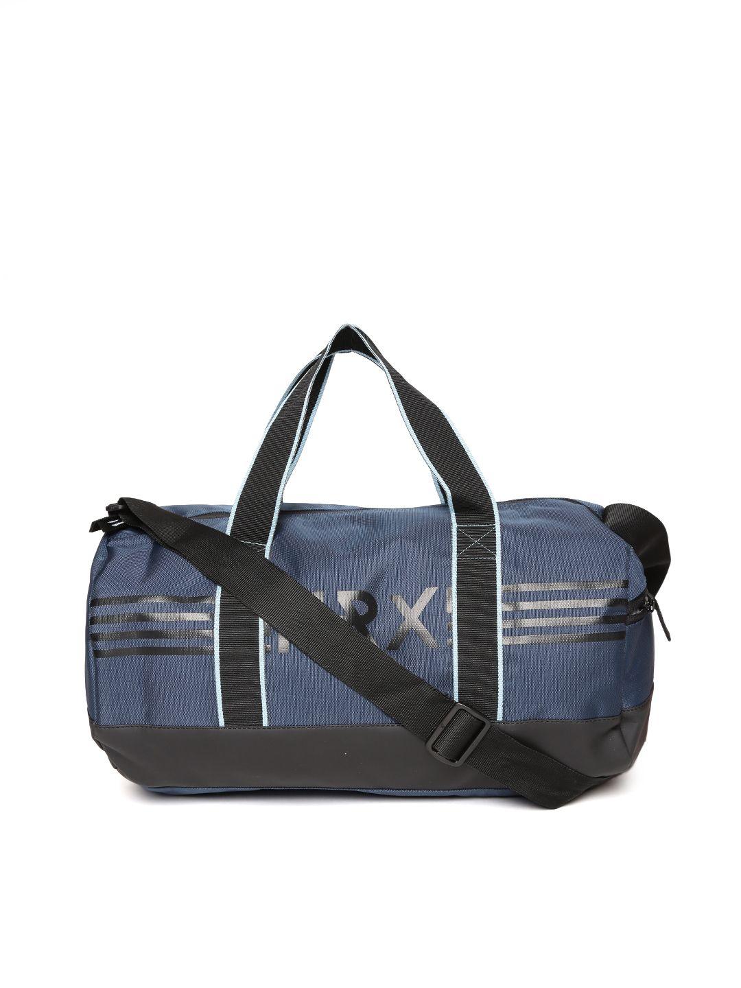 hrx by hrithik roshan unisex navy blue solid brand logo training duffel bag
