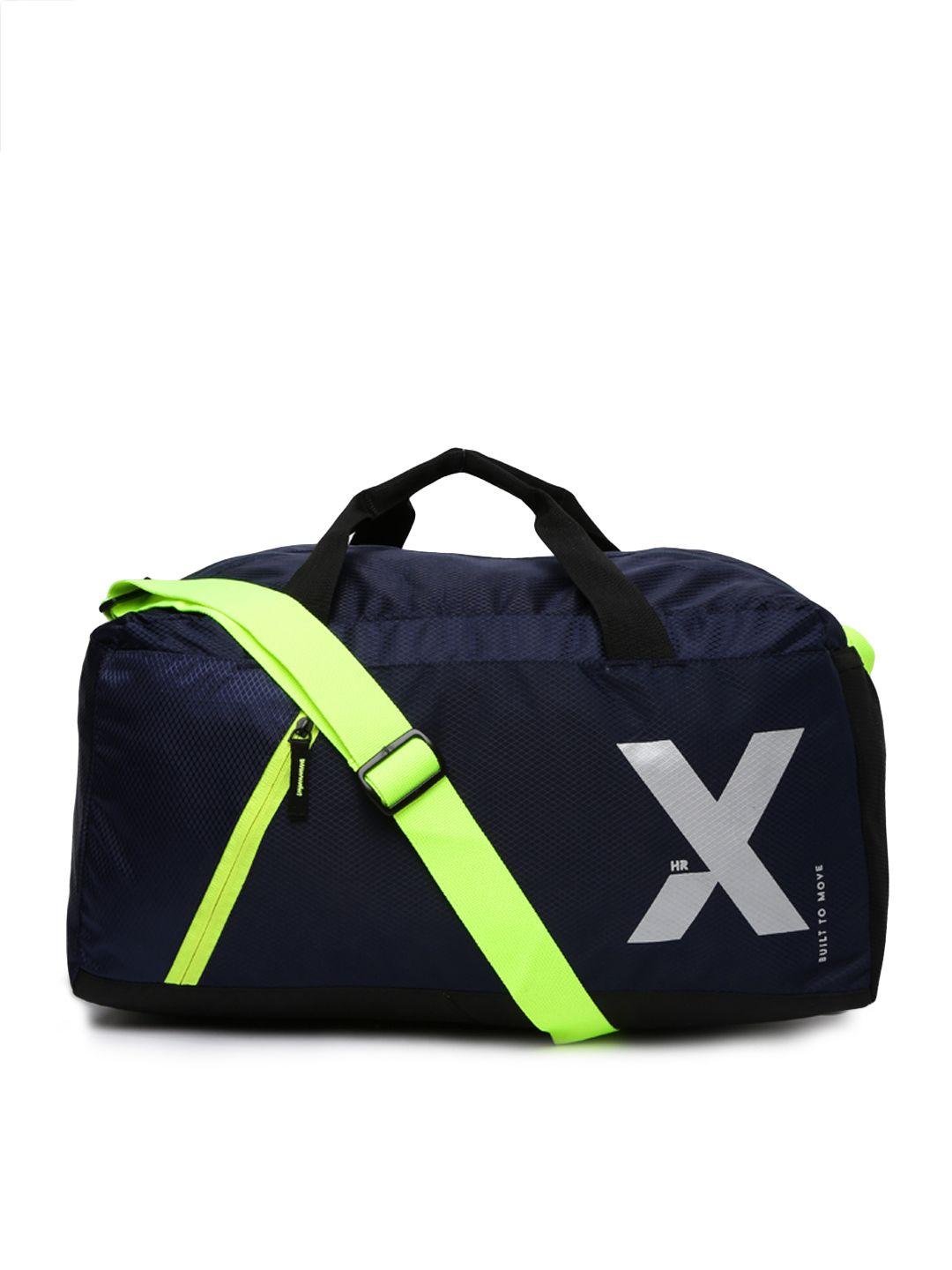 hrx by hrithik roshan unisex navy blue solid brand logo training duffel bag