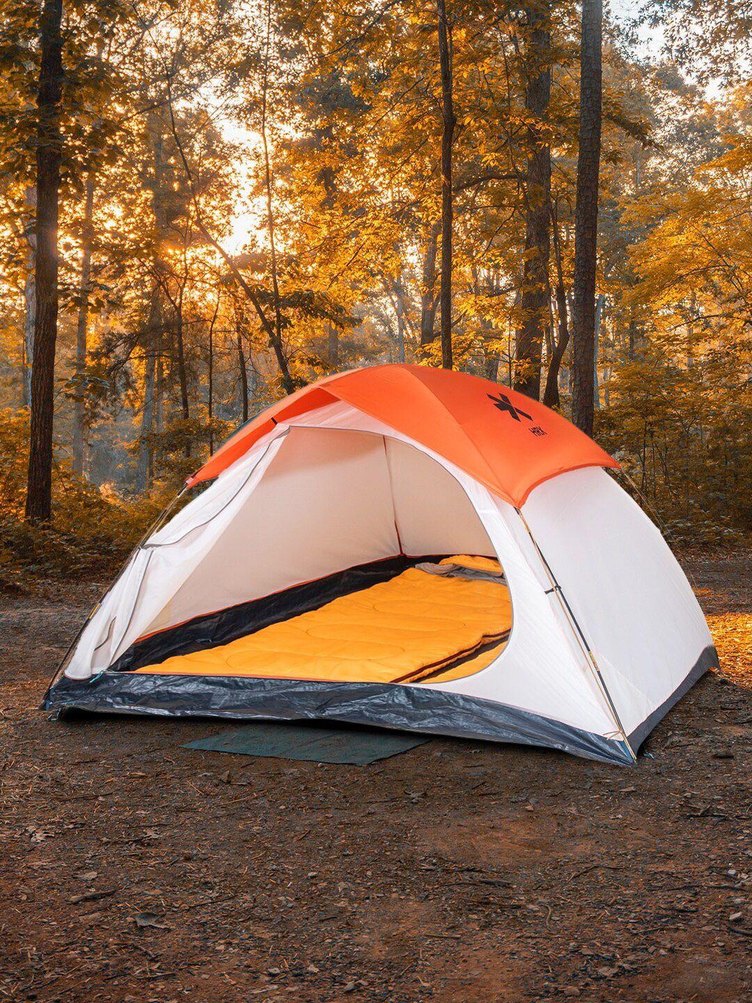 hrx by hrithik roshan white & orange 3 people waterproof tent travel accessory