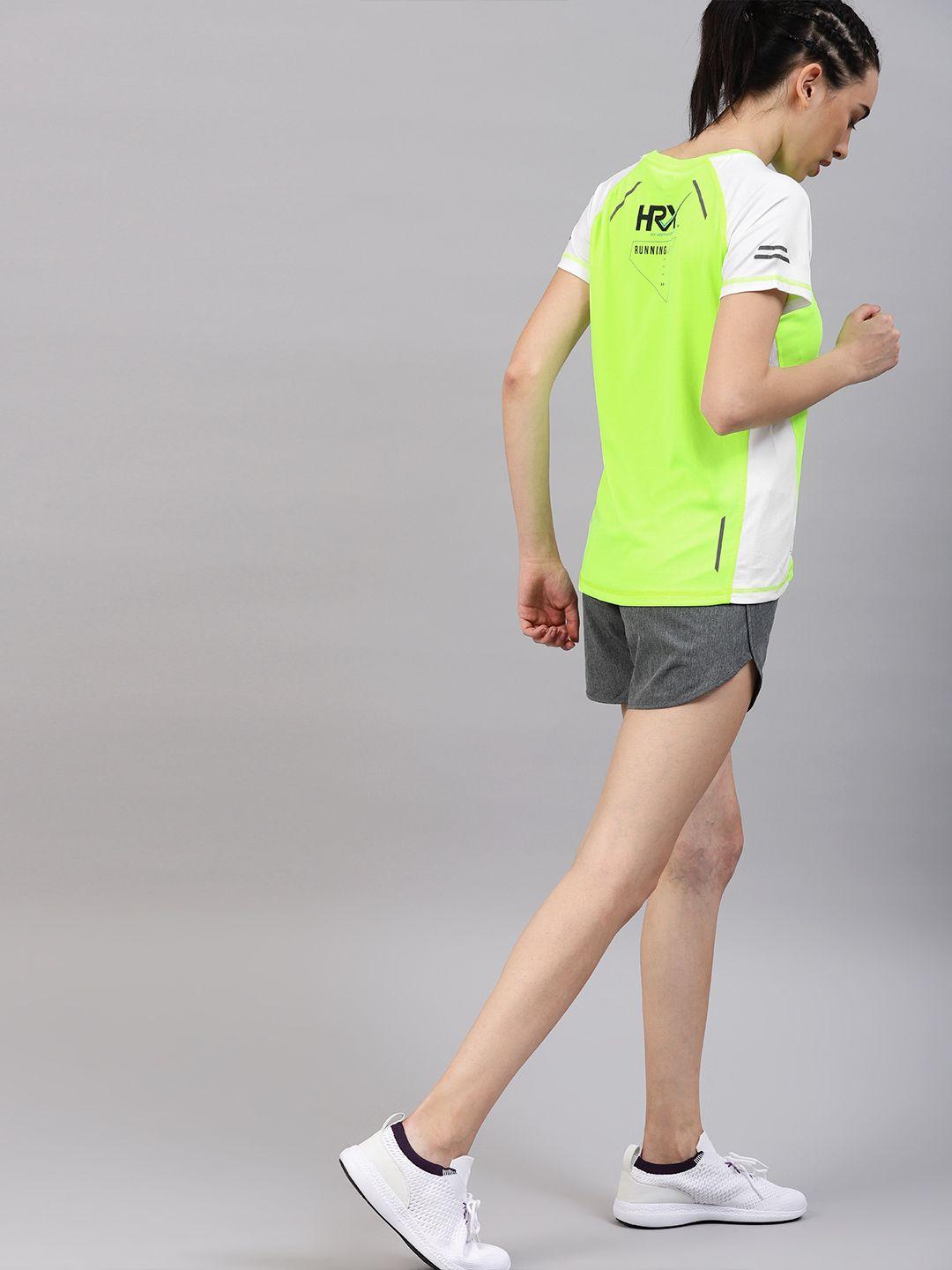 hrx by hrithik roshan women active neon green rapid dry running t-shirt