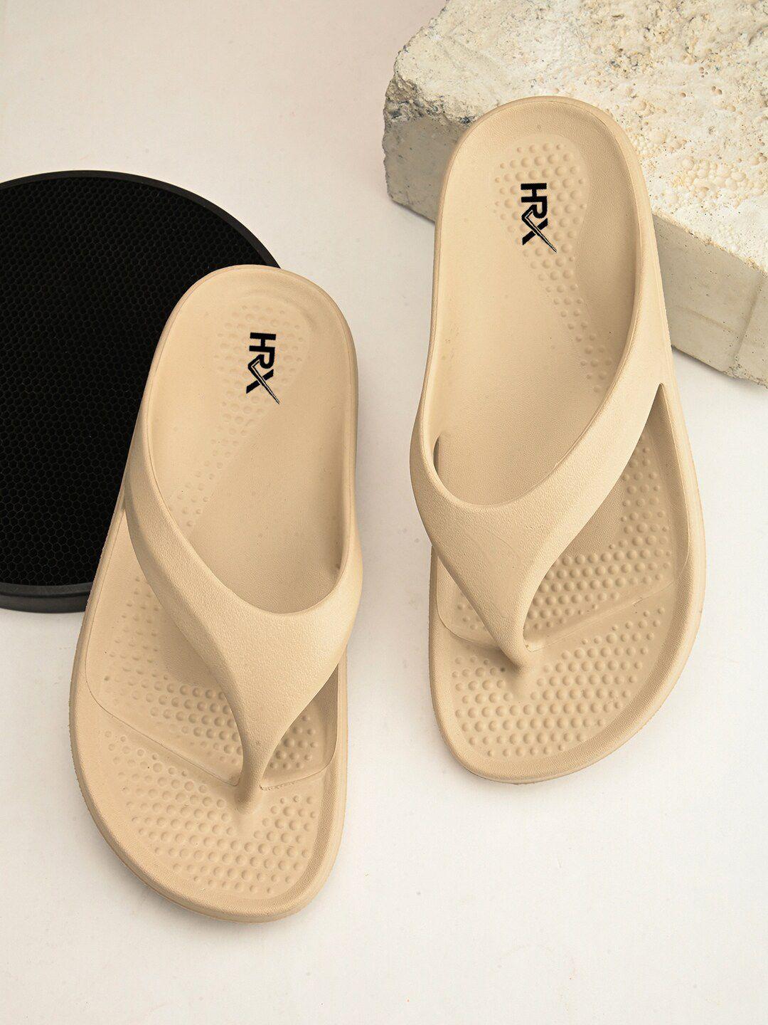 hrx by hrithik roshan women beige rubber thong flip-flops