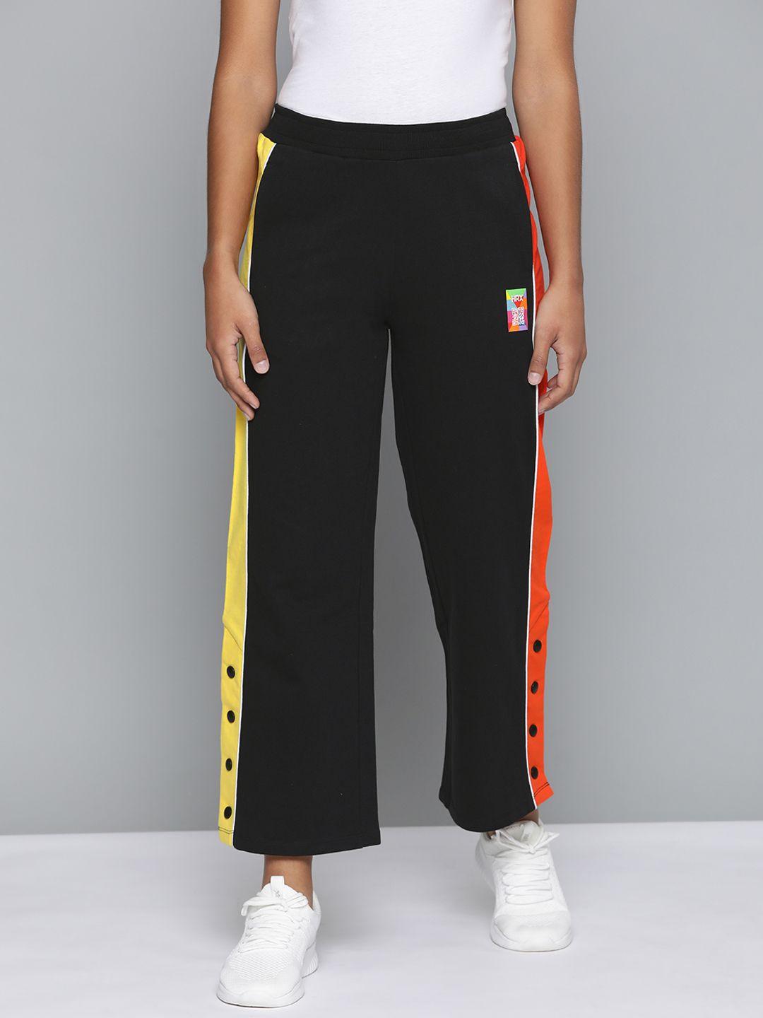 hrx by hrithik roshan women black colourblocked track pants