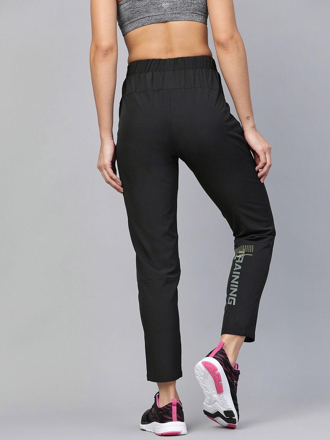 hrx by hrithik roshan women black slim fit rapid-dry antimicrobial training track pants