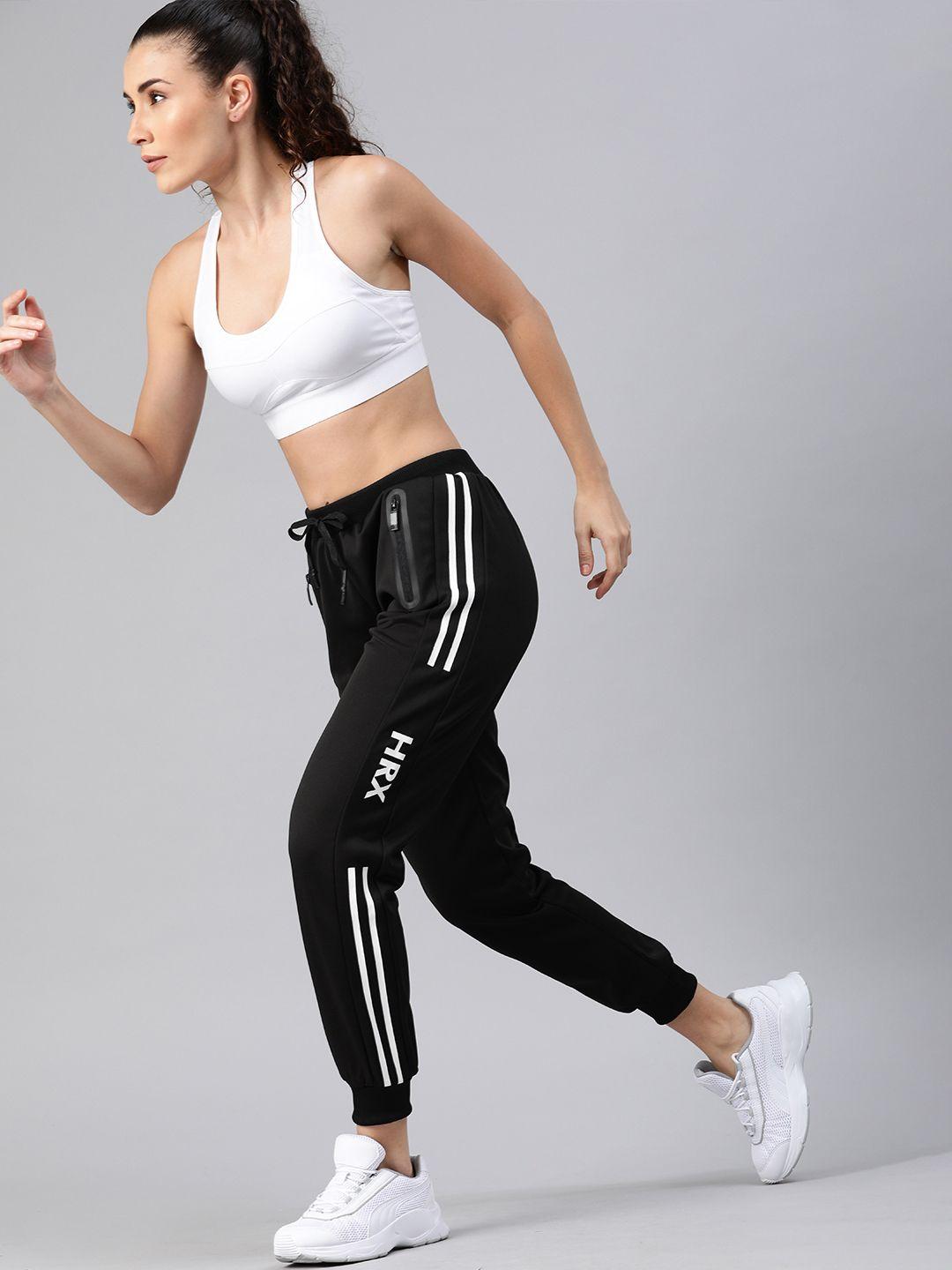 hrx by hrithik roshan women black solid active joggers