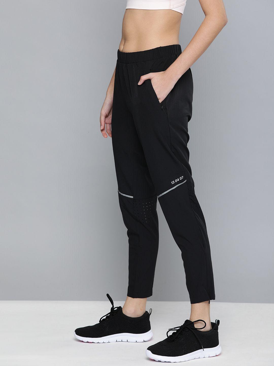 hrx by hrithik roshan women black solid rapid dry antimicrobial training track pants