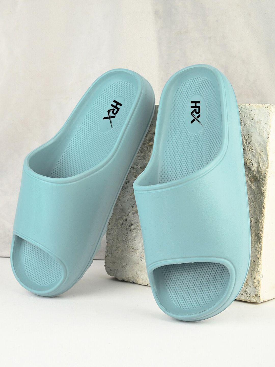 hrx by hrithik roshan women blue rubber sliders