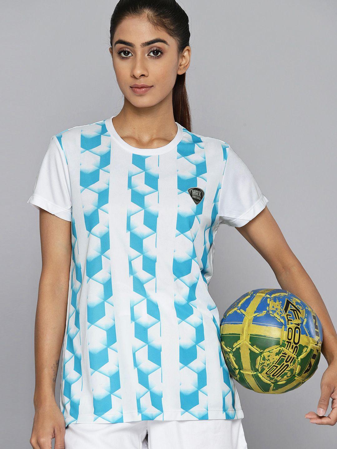 hrx by hrithik roshan women geometric printed rapid dry sports t-shirt