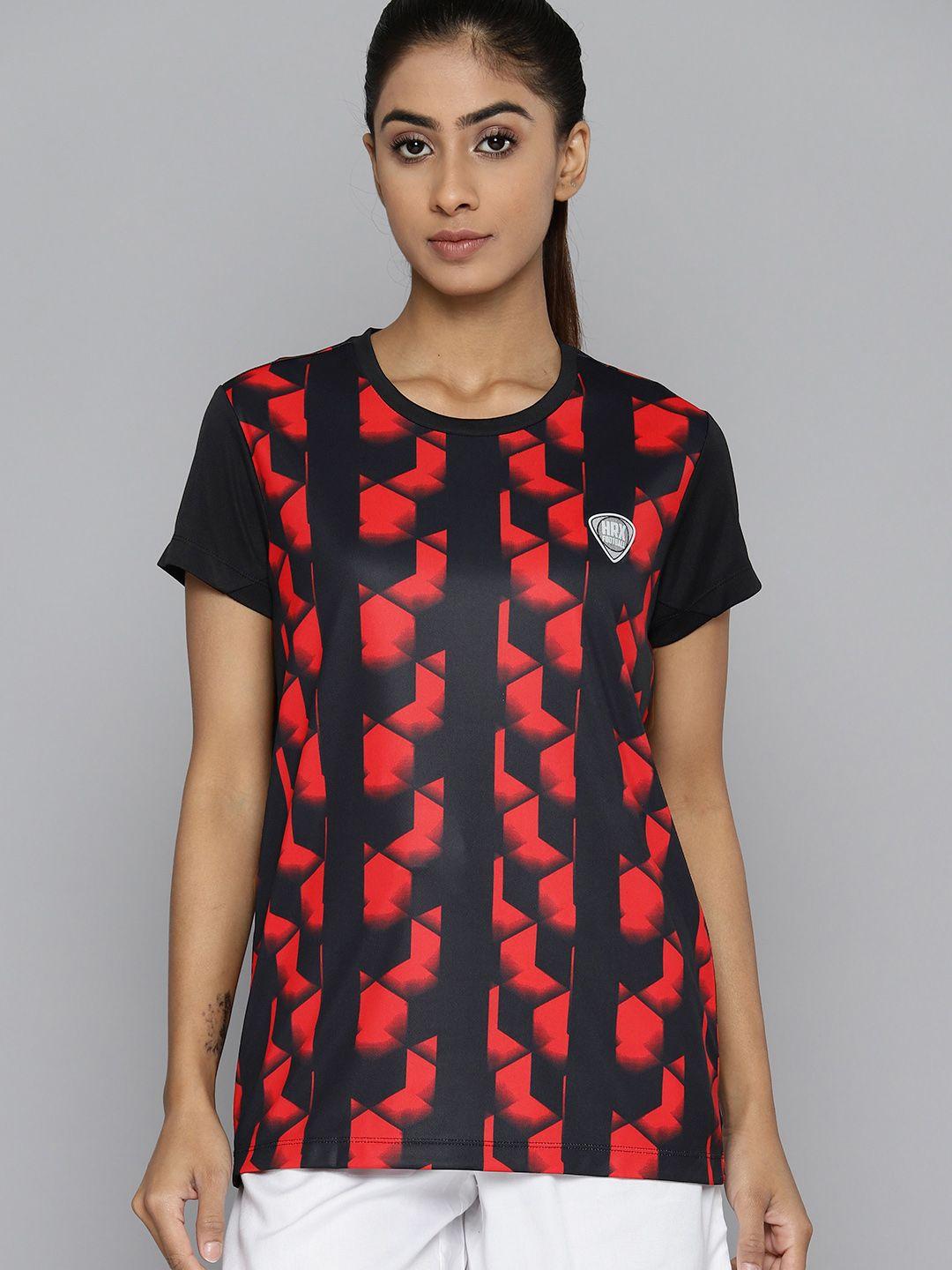 hrx by hrithik roshan women geometric printed rapid dry sports t-shirt