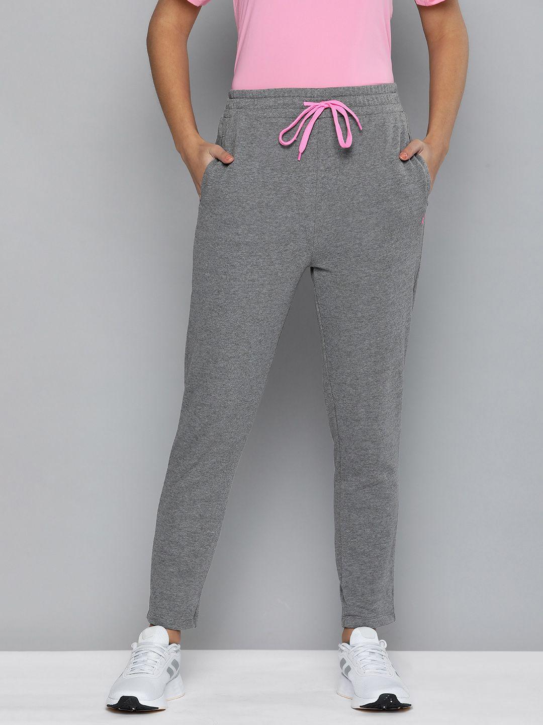hrx by hrithik roshan women grey heather solid track pants