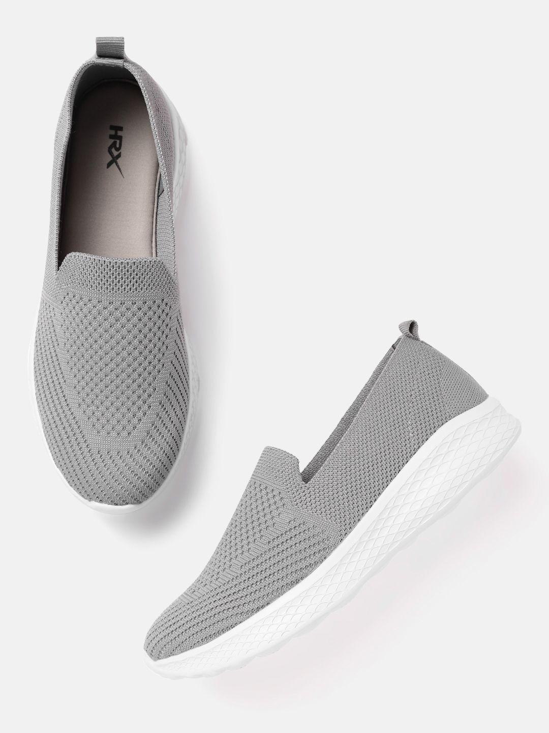 hrx by hrithik roshan women grey woven design soft walk series 2.0 socks shoes