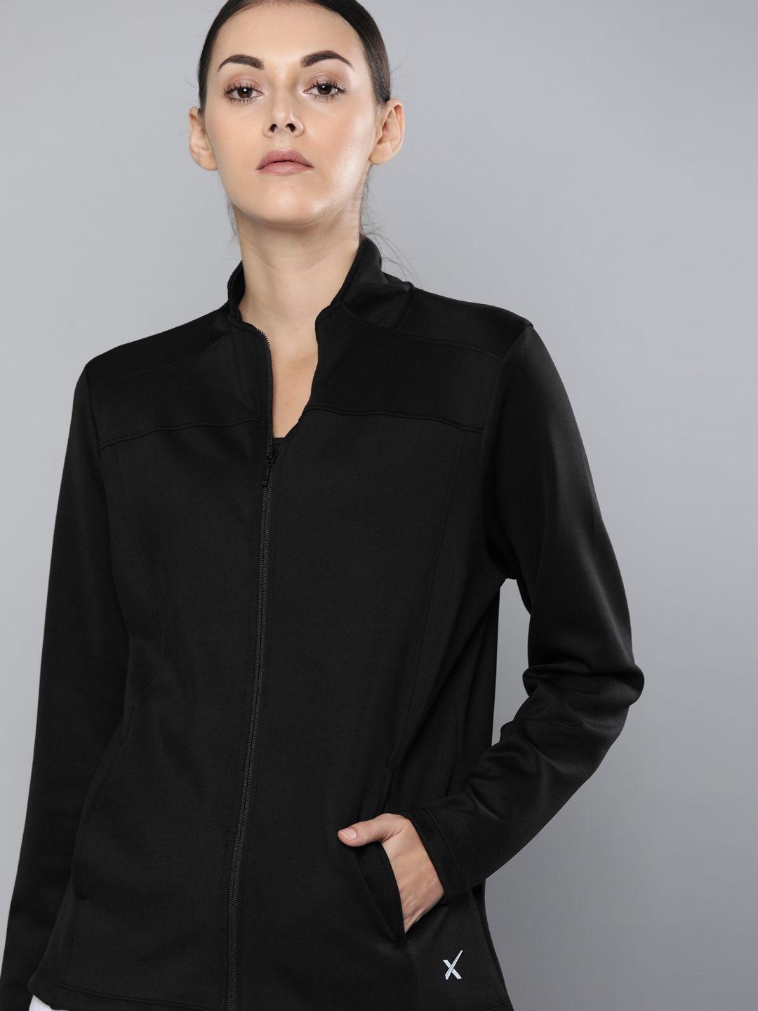 hrx by hrithik roshan women jet black solid rapid-dry antimicrobial running jacket