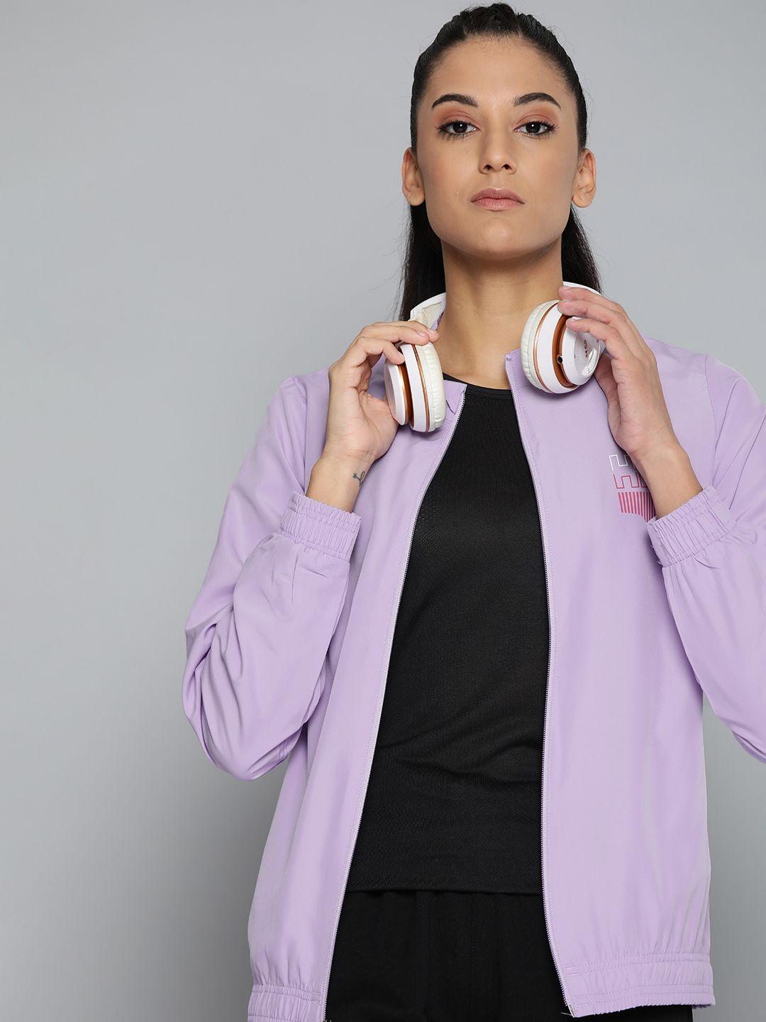 hrx by hrithik roshan women lavender brand logo sporty jacket