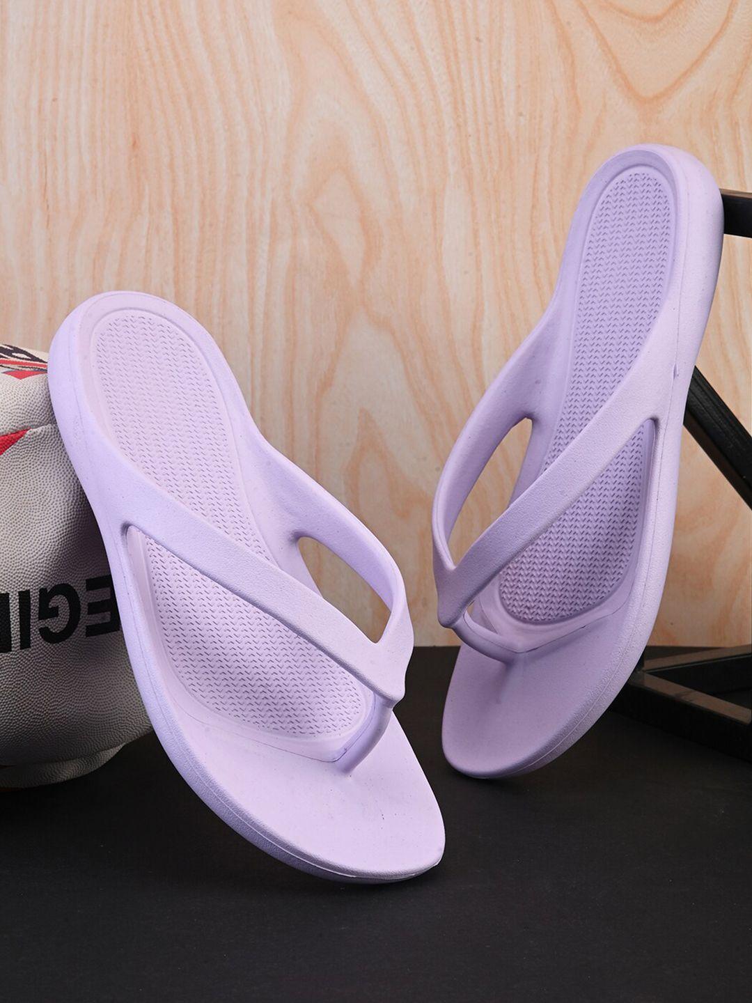 hrx by hrithik roshan women lavender textured thong flip-flops