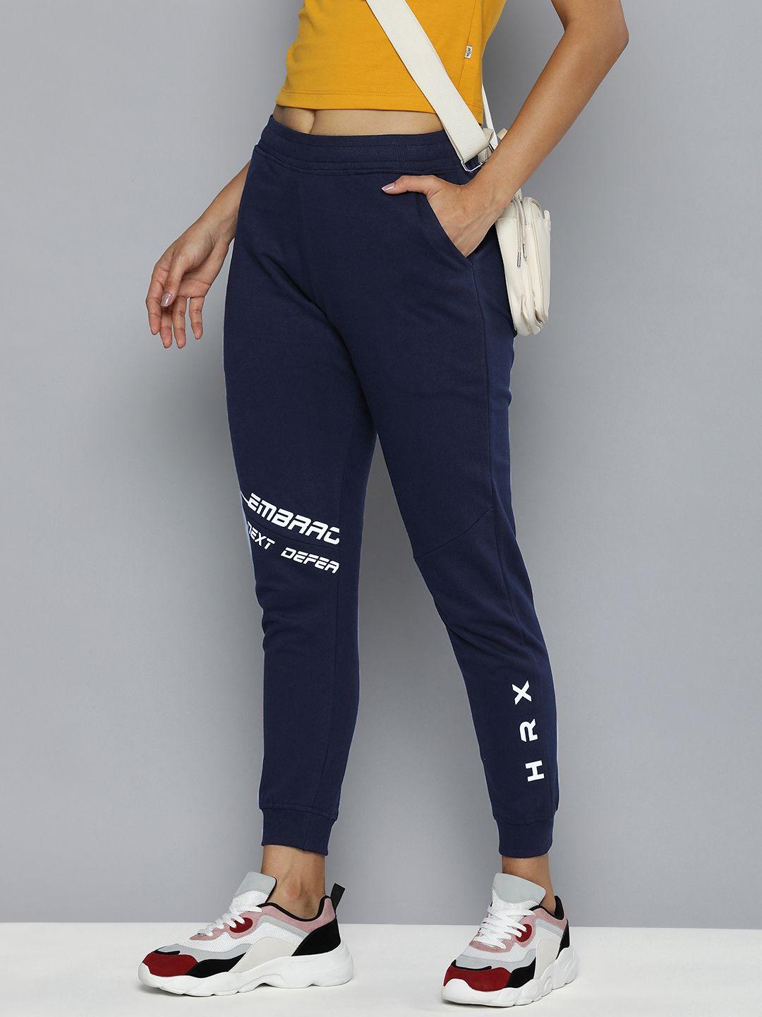 hrx by hrithik roshan women lifestyle typography printed regular fit joggers