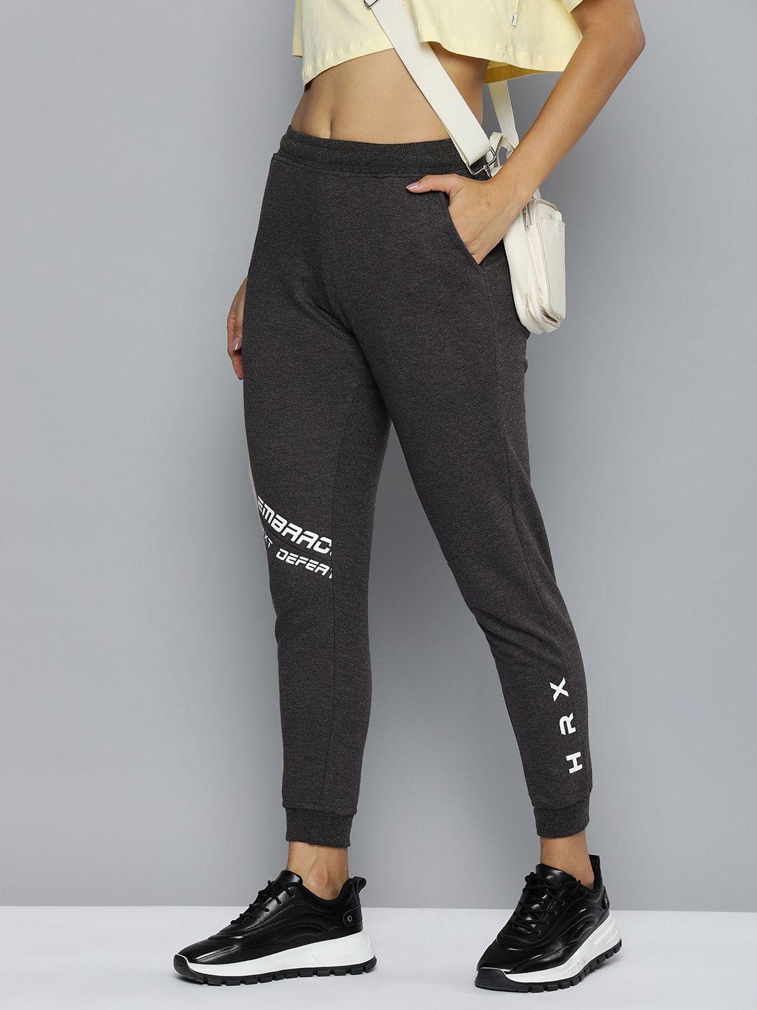 hrx by hrithik roshan women lifestyle typography printed regular fit joggers