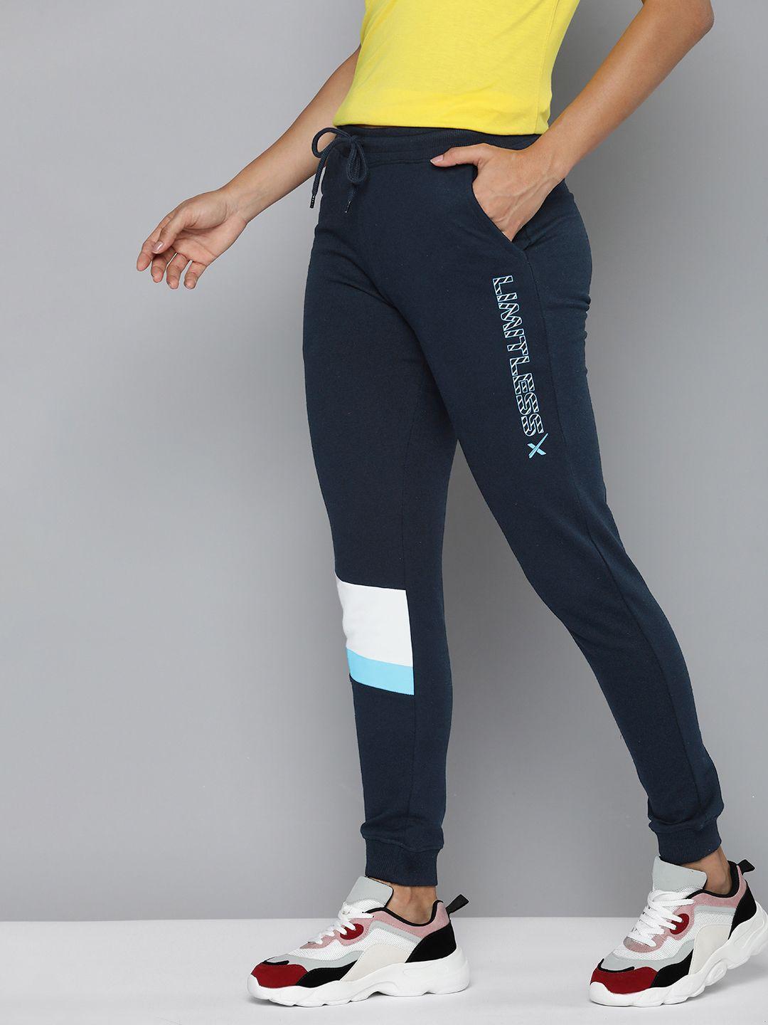 hrx by hrithik roshan women lifestyle typography printed terry joggers