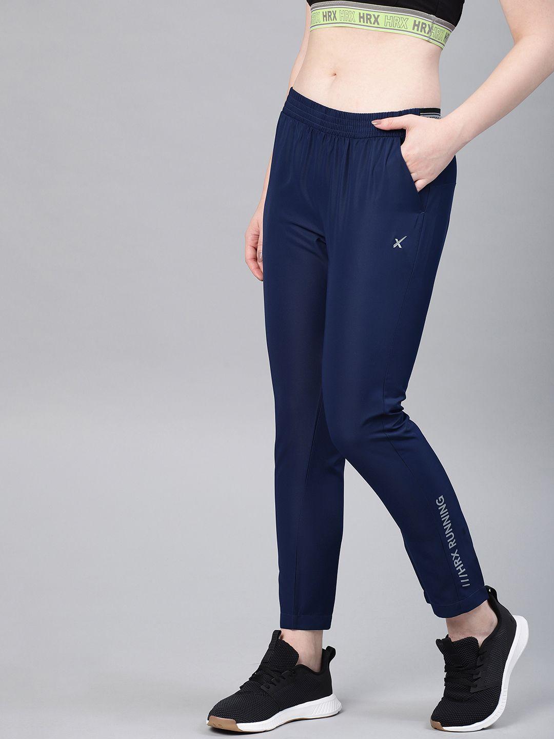 hrx by hrithik roshan women navy blue rapid dry track pants