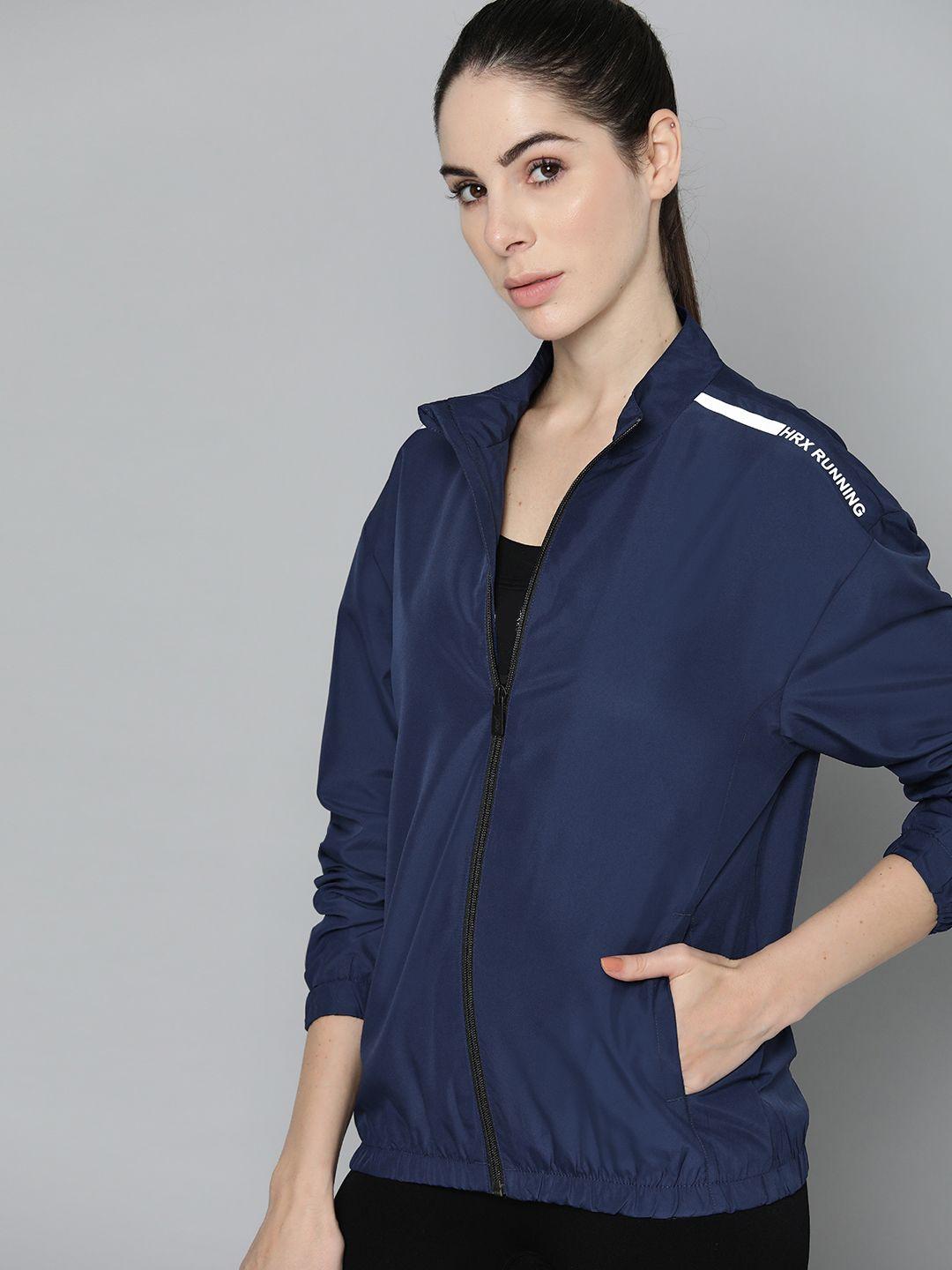 hrx by hrithik roshan women navy blue solid running jacket