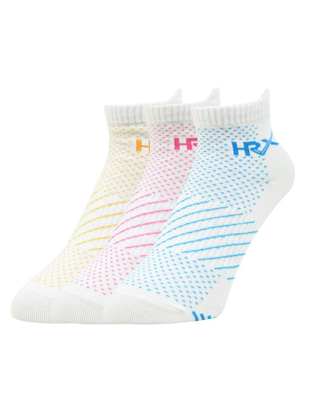 hrx by hrithik roshan women pack of 3 patterned cotton ankle length socks