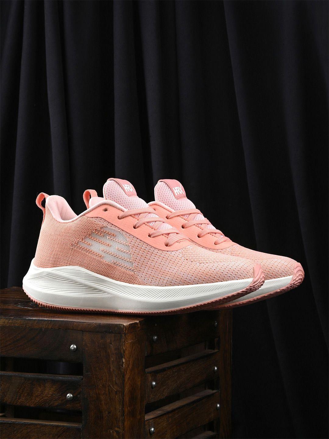 hrx by hrithik roshan women peach-coloured and white memory foam non-marking running shoes