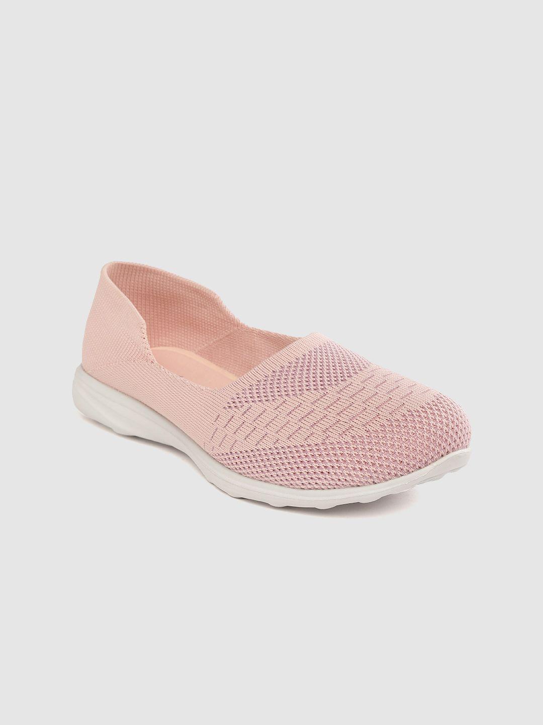 hrx by hrithik roshan women peach-coloured woven design soft walk ballerina shoes