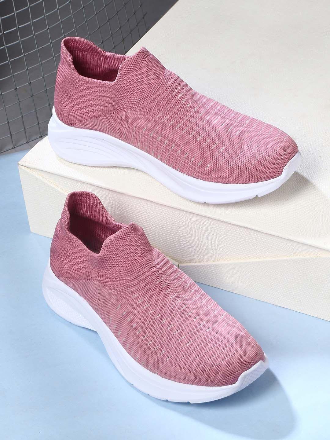 hrx by hrithik roshan women pink textured 3d flex slip-on walking shoes