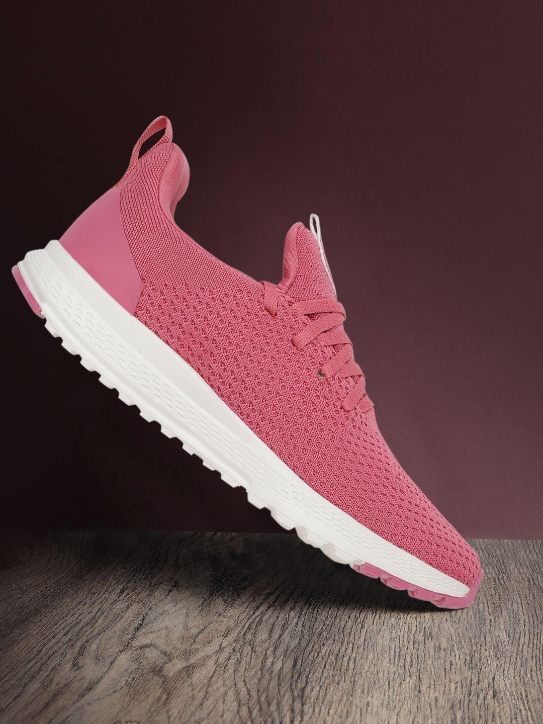 hrx by hrithik roshan women pink woven design alpha running shoes