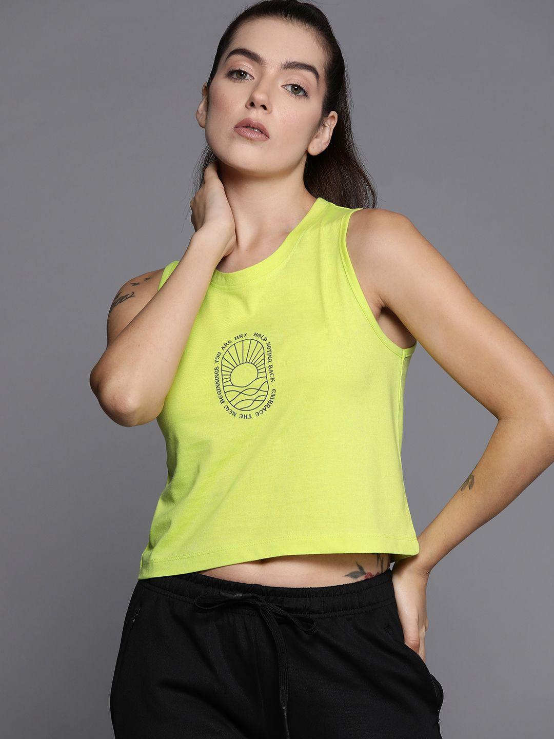 hrx by hrithik roshan women printed crop t-shirt