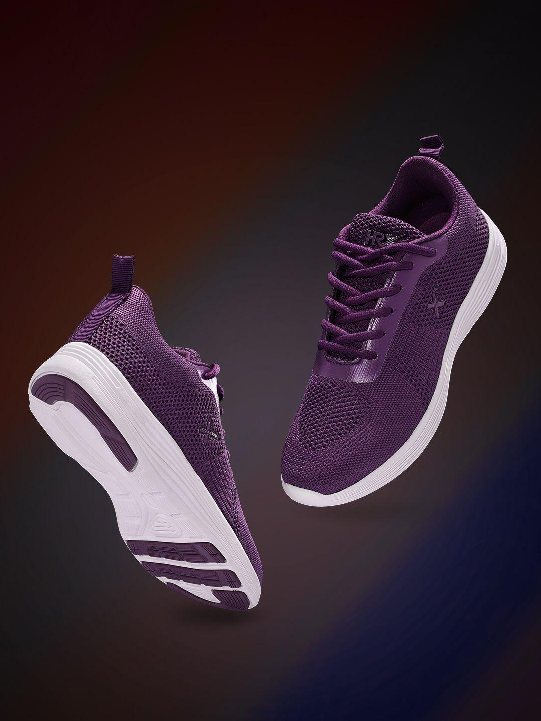 hrx by hrithik roshan women purple woven design front runner shoes