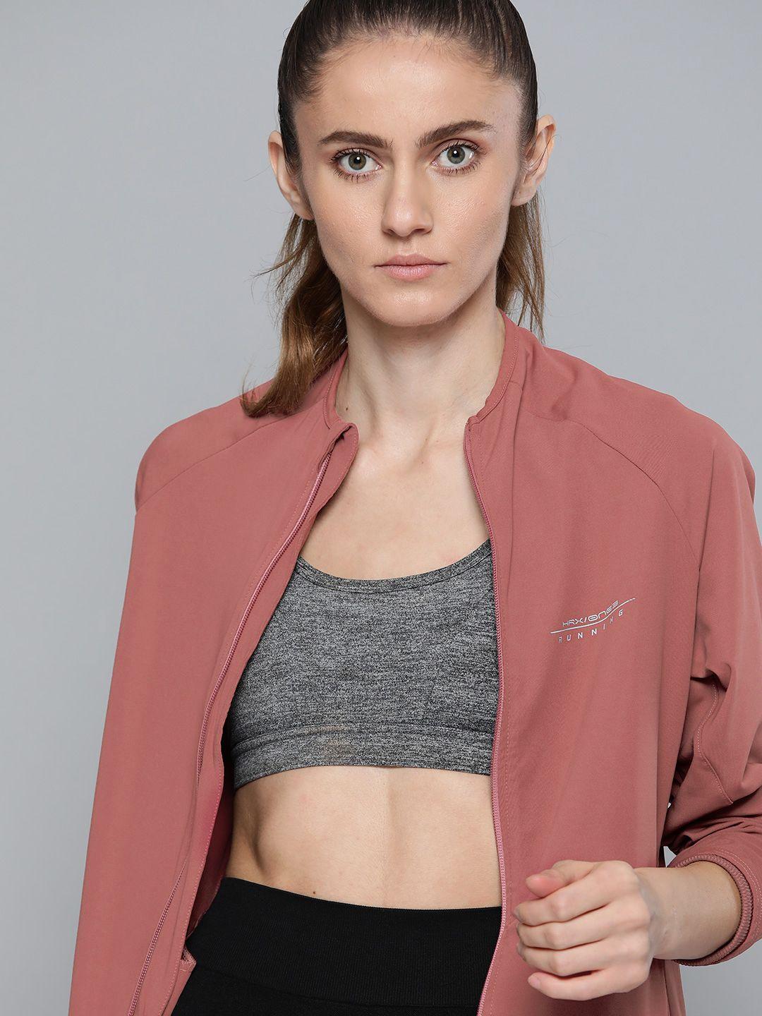 hrx by hrithik roshan women rose wine solid rapid-dry antimicrobial running jacket