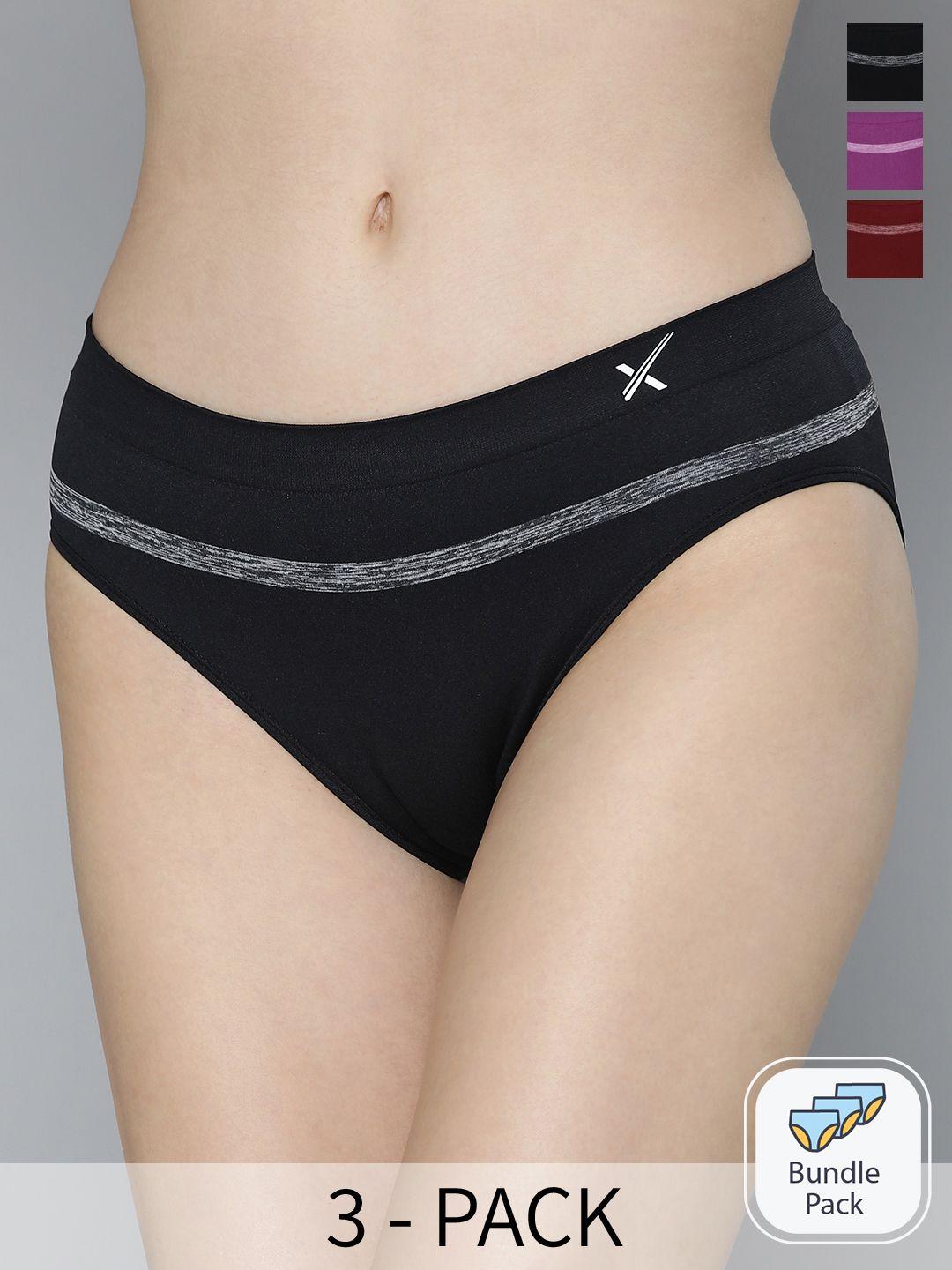 hrx by hrithik roshan women set of 3 mid rise seamless briefs