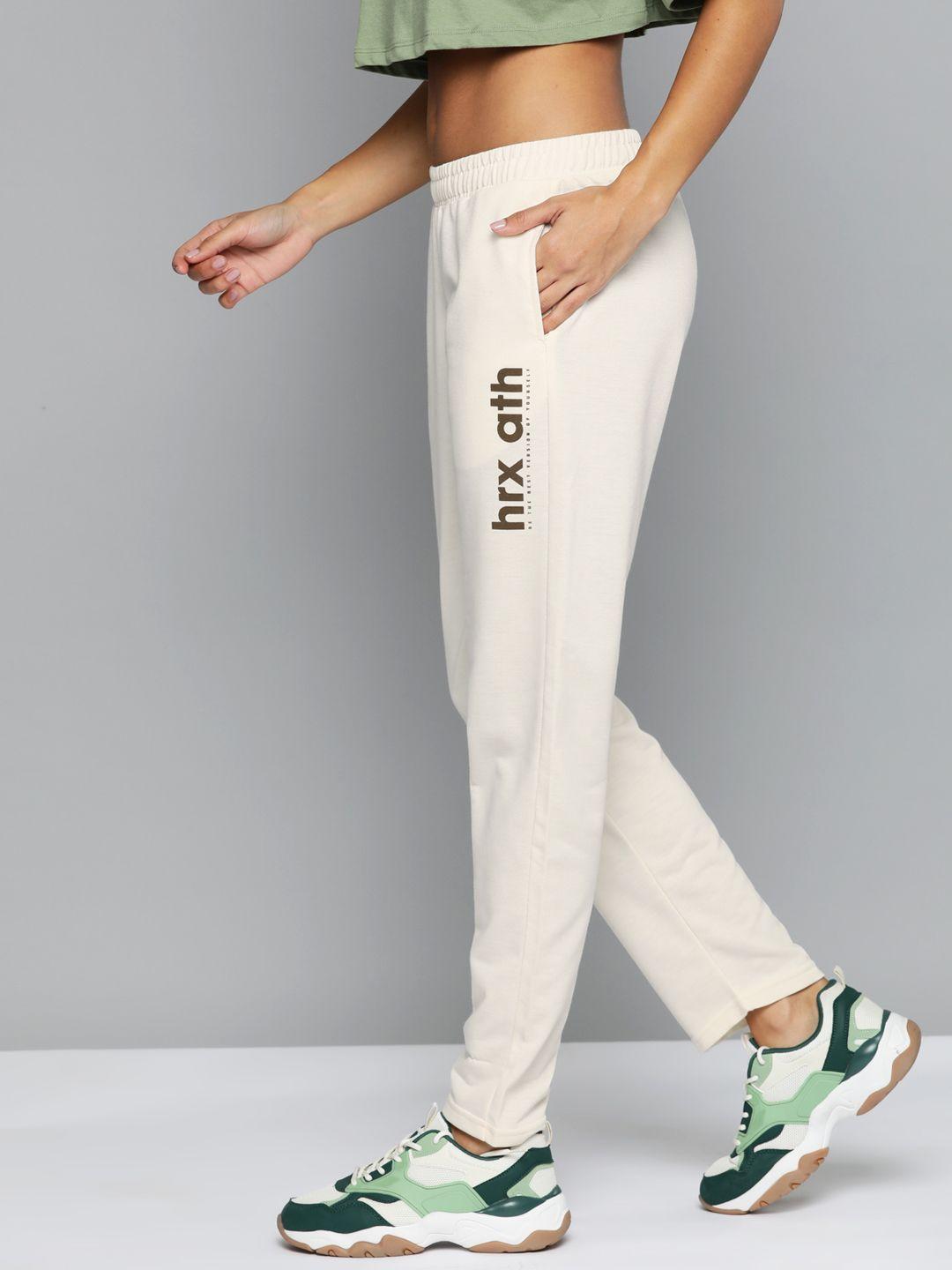 hrx by hrithik roshan women solid minimal brand print lifestyle track pants