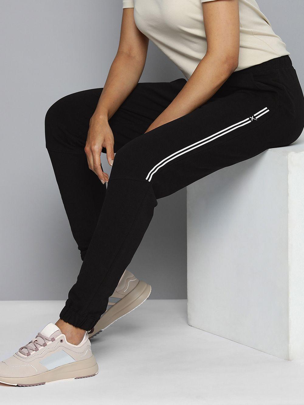 hrx by hrithik roshan women striped cotton regular fit jogger